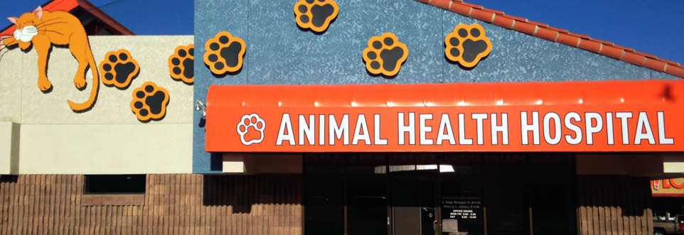 Awning Building Sign for Animal Health Hospital