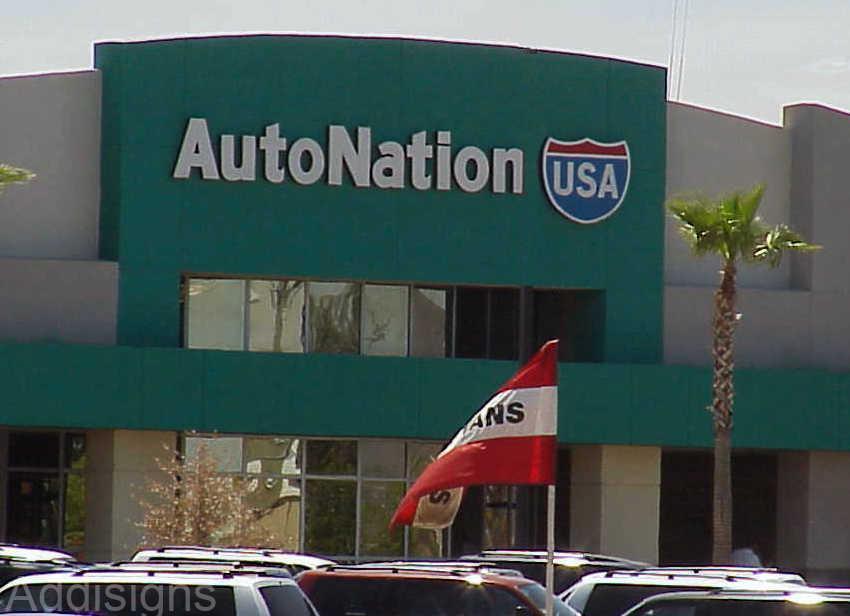 AutoNation pan channel letter signage on a building