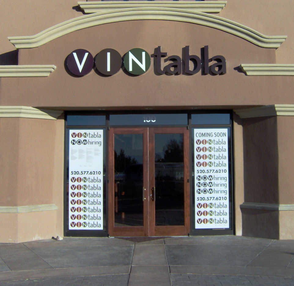 Vin Tabla Exterior pan channel letters on a building front.