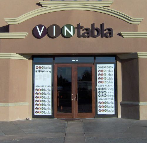 Vin Tabla Exterior pan channel letters on a building front.